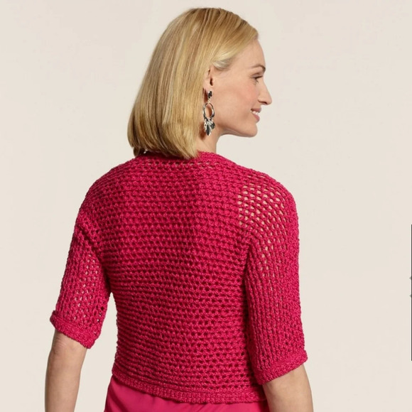Chico's Dark pink textured Jade Cardigan - Picture 2 of 10